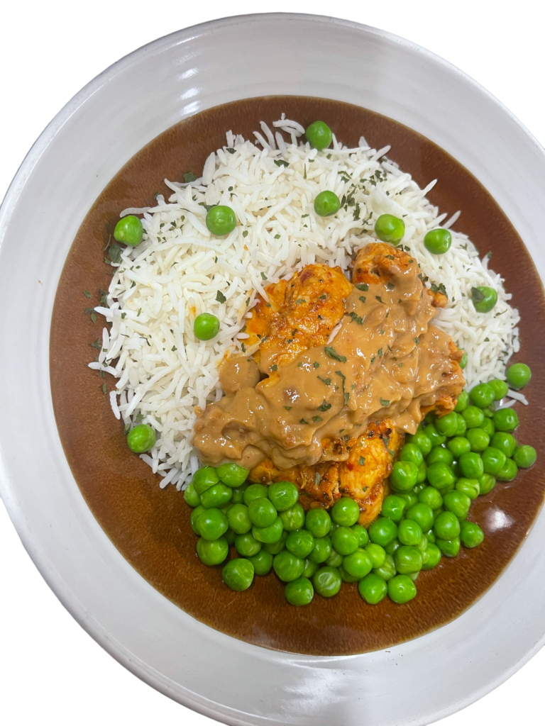 Satay Chicken with Basmati Rice and Peas Muscle Chow